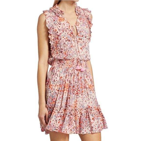 ✨NWT Poupette St Barth - Triny Floral-Print Mini Dress - Pink Murrina - Picture 2 of 12